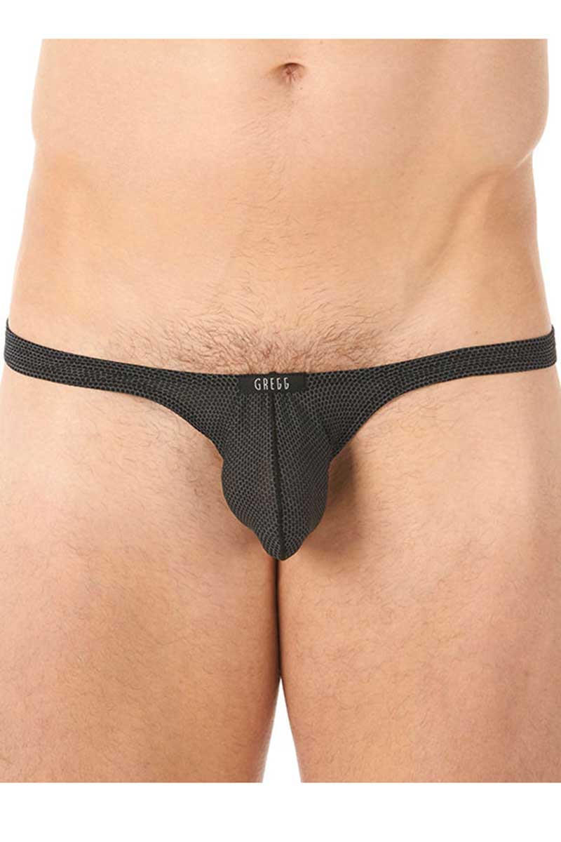 Gregg Homme Grey Highrise Honeycomb Mesh Thong