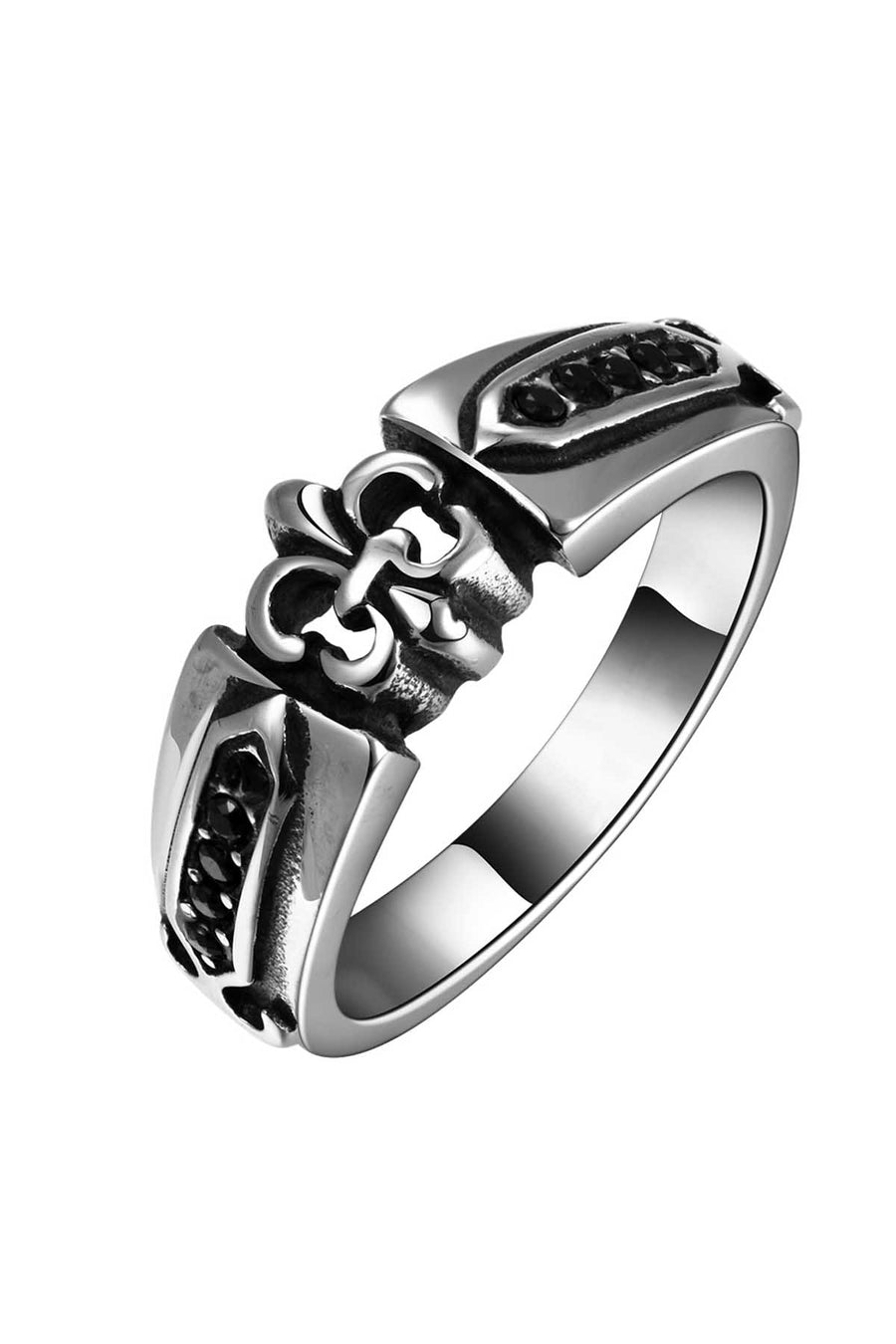 Gomaya Retro Silver Fleur Stainless Steel Ring