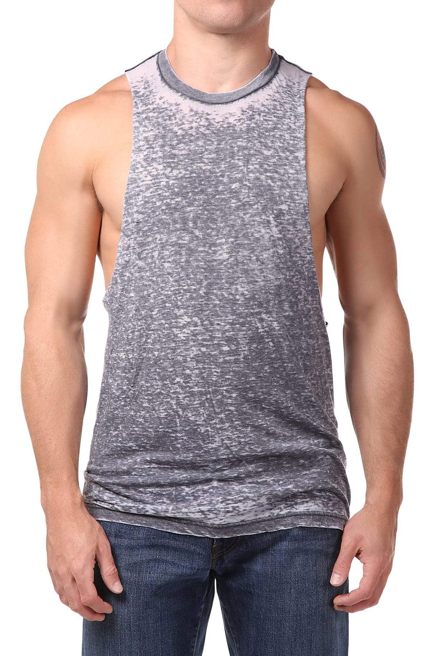Y.M.L.A. Grey Burnout Split Muscle Tank