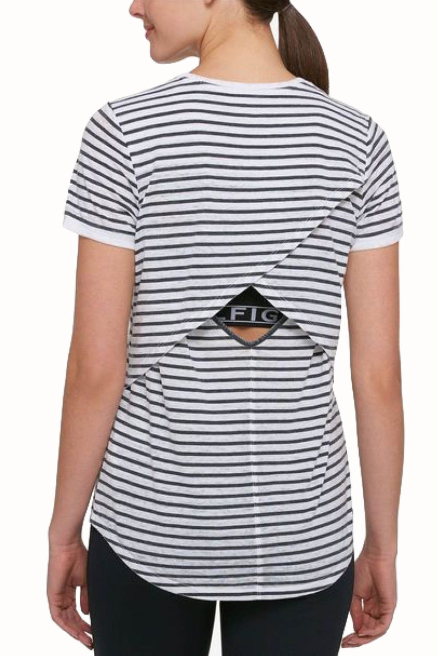 Tommy Hilfiger Sport Black/White Crossover-Back Skipper Tee