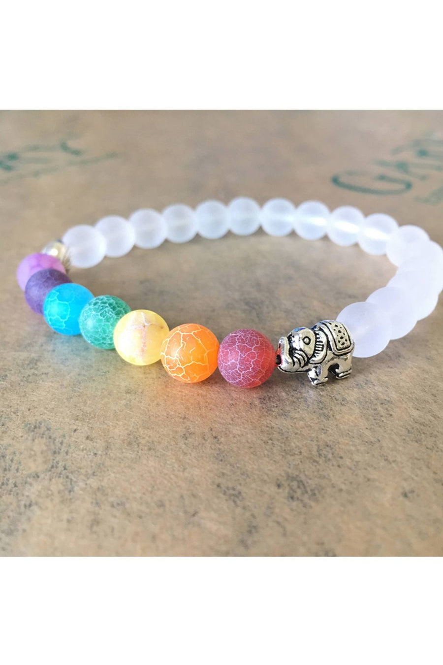 7-Chakra Matte Clear-Quartz Beaded Healing Bracelet