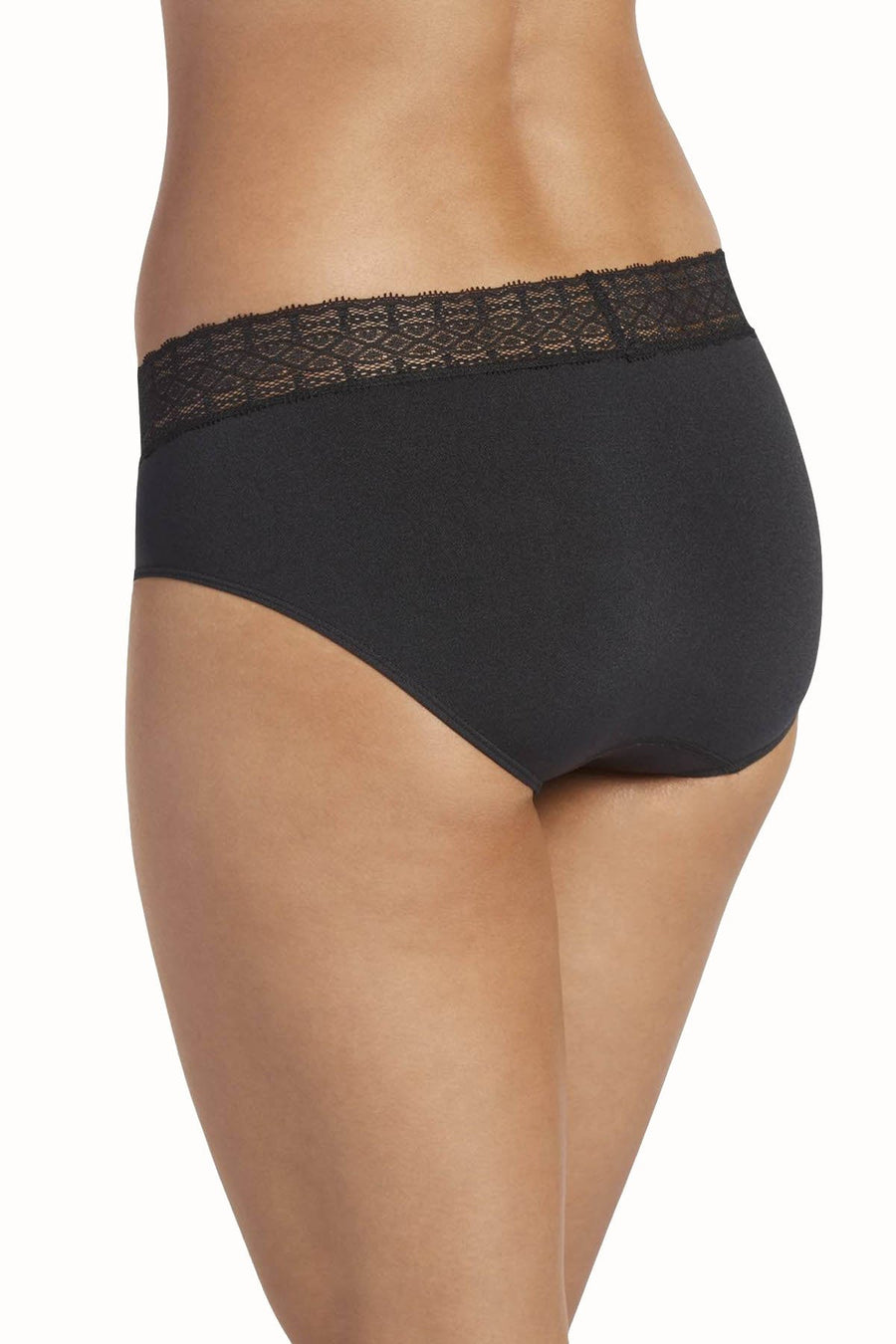 Jockey Black Hi-Cut Microfiber Lace-Waistband Seamfree Modern-Fit Brief