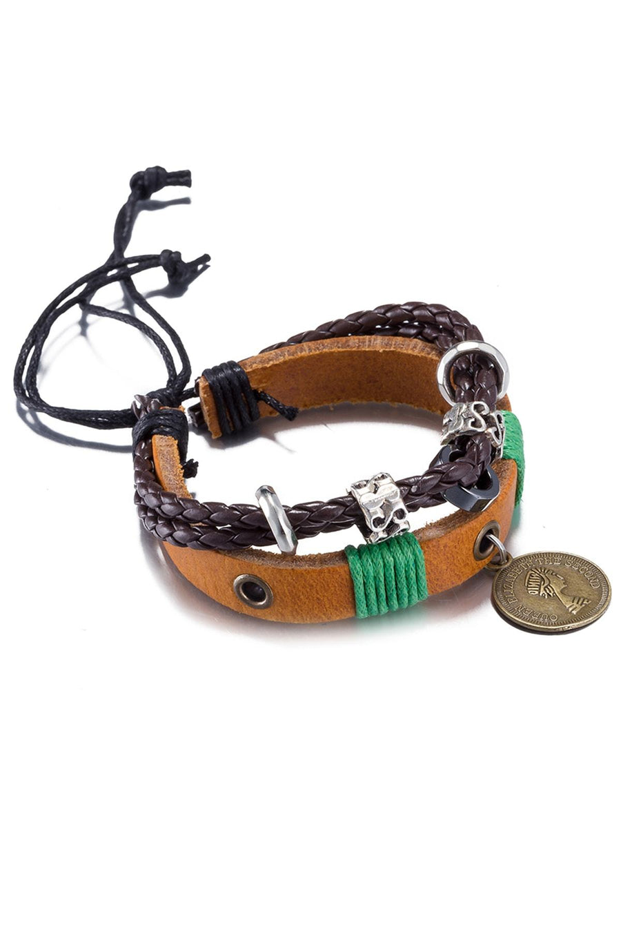 Brown Leather Infinity Charm Bracelet