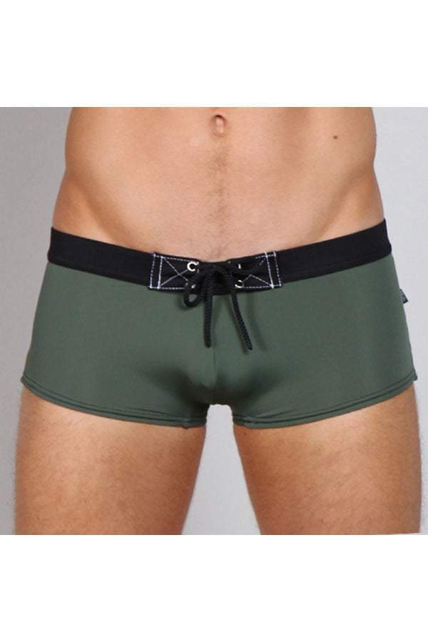 Timoteo Green & Black Long Board Swim Trunk