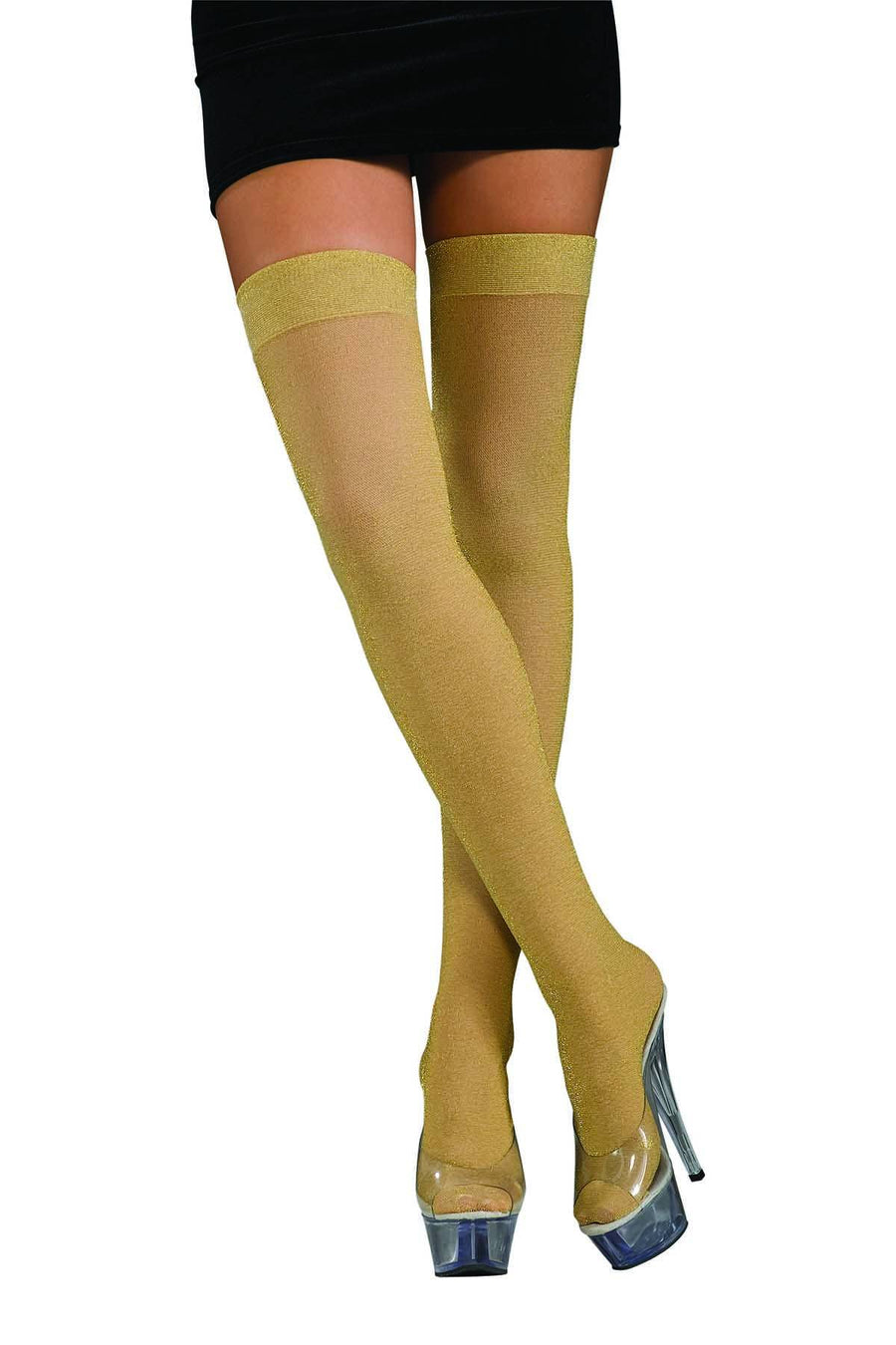 Rubies Costume Secret Wishes Gold Sexy Glitter Thigh Highs