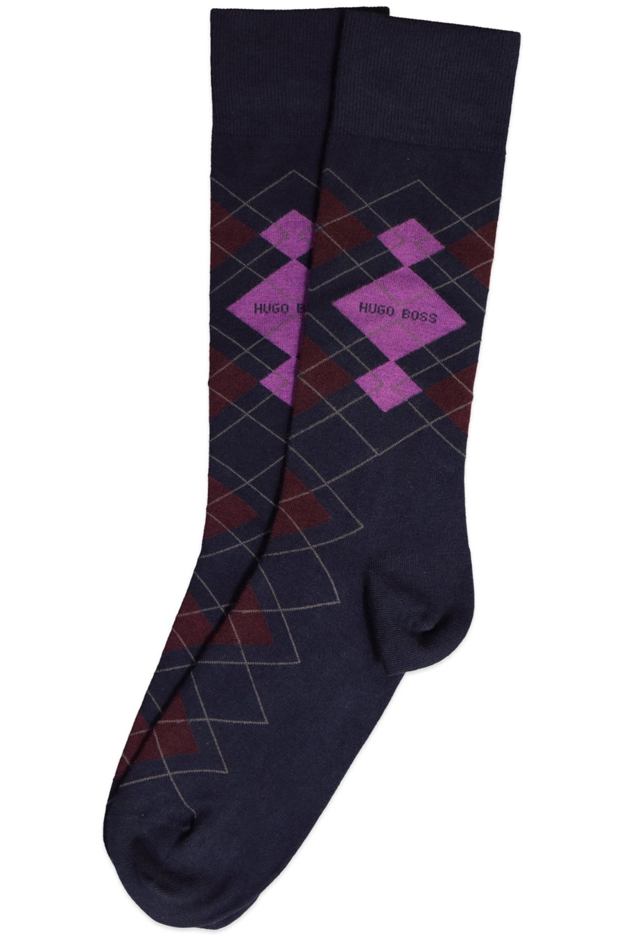 Hugo Boss Navy Argyle Combed Cotton Sock