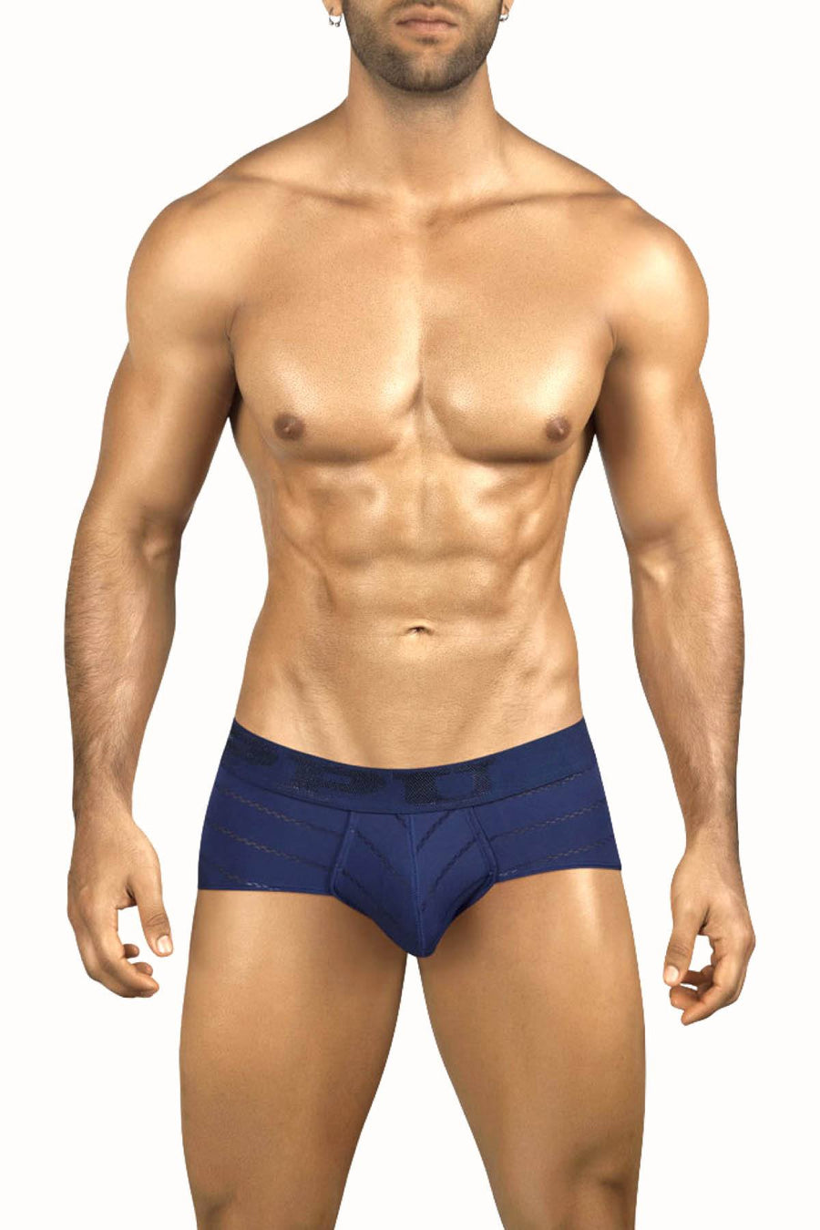 PPÜ Navy-Blue Stripe Microfiber Contour-Pouch Brief
