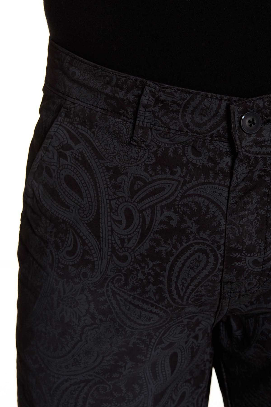 Pop Icon Black Paisley Flat Front Short