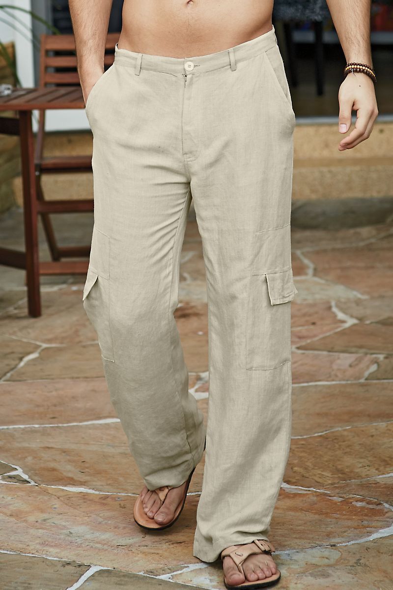 P.O.V. Tan Linen Boardwalk Pant