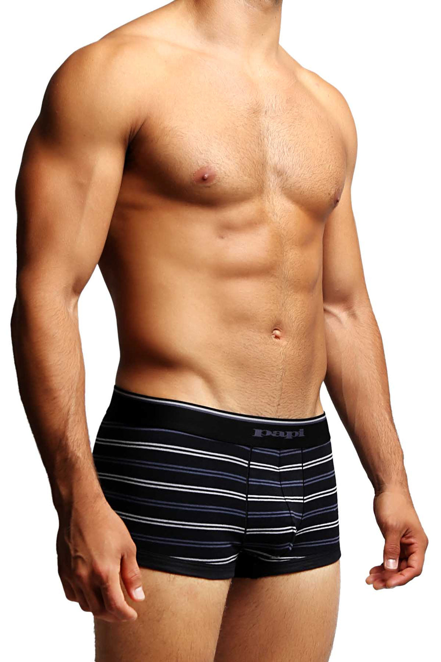 2-Pack Black & Grey Stripes Stretch Brazilian Trunks