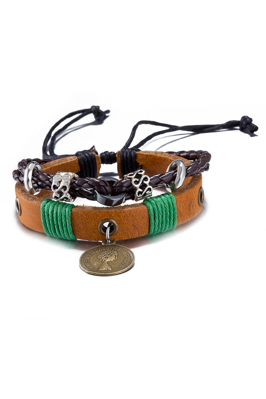 Brown Leather Infinity Charm Bracelet