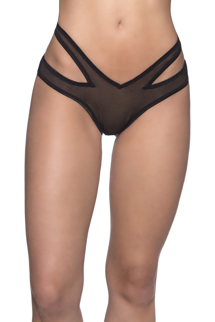 Oh La La Cheri Black Crotchless Buckle Panty