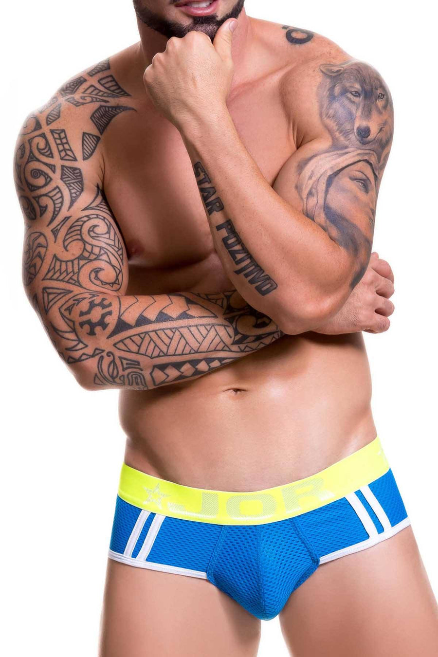 Jor Blue/Neon-Yellow Electro Jock-Brief