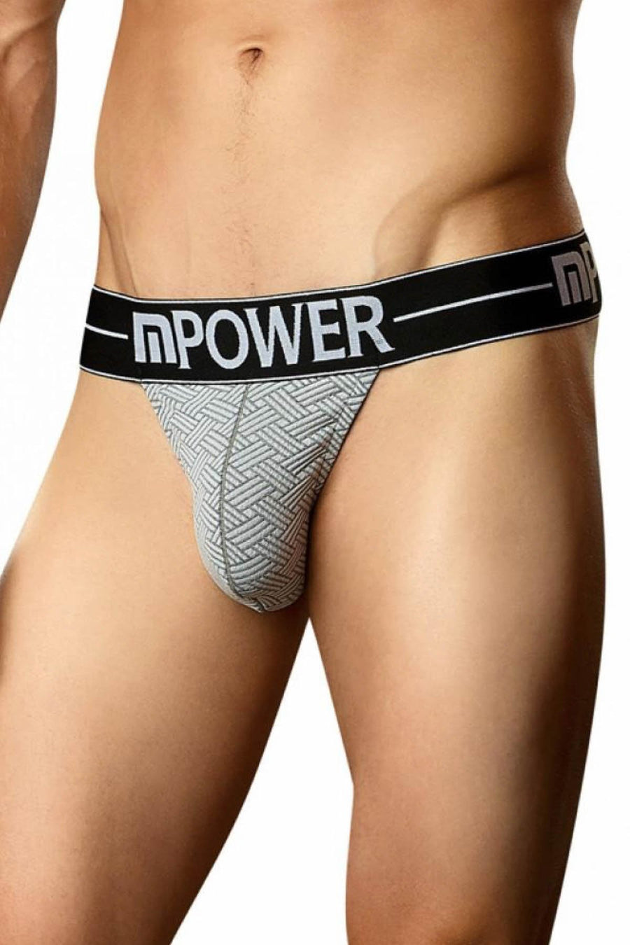 Male Power Grey Basket Weave Micro-Thong