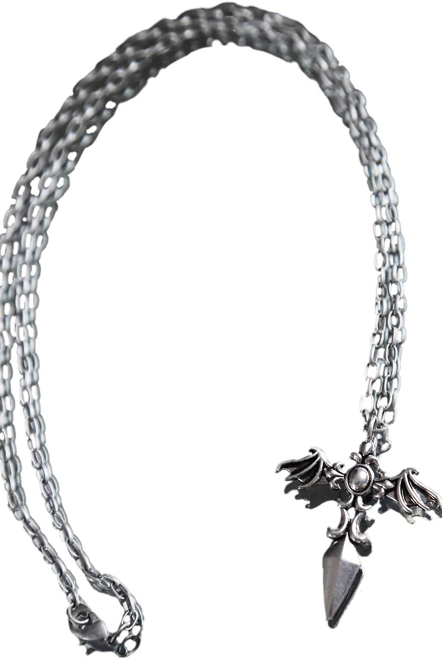 Rave Silver Flaning Cross Necklace