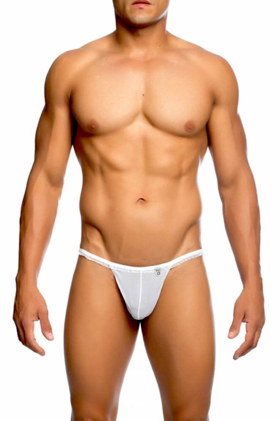 Male Basics White Ruffled Y-Thong