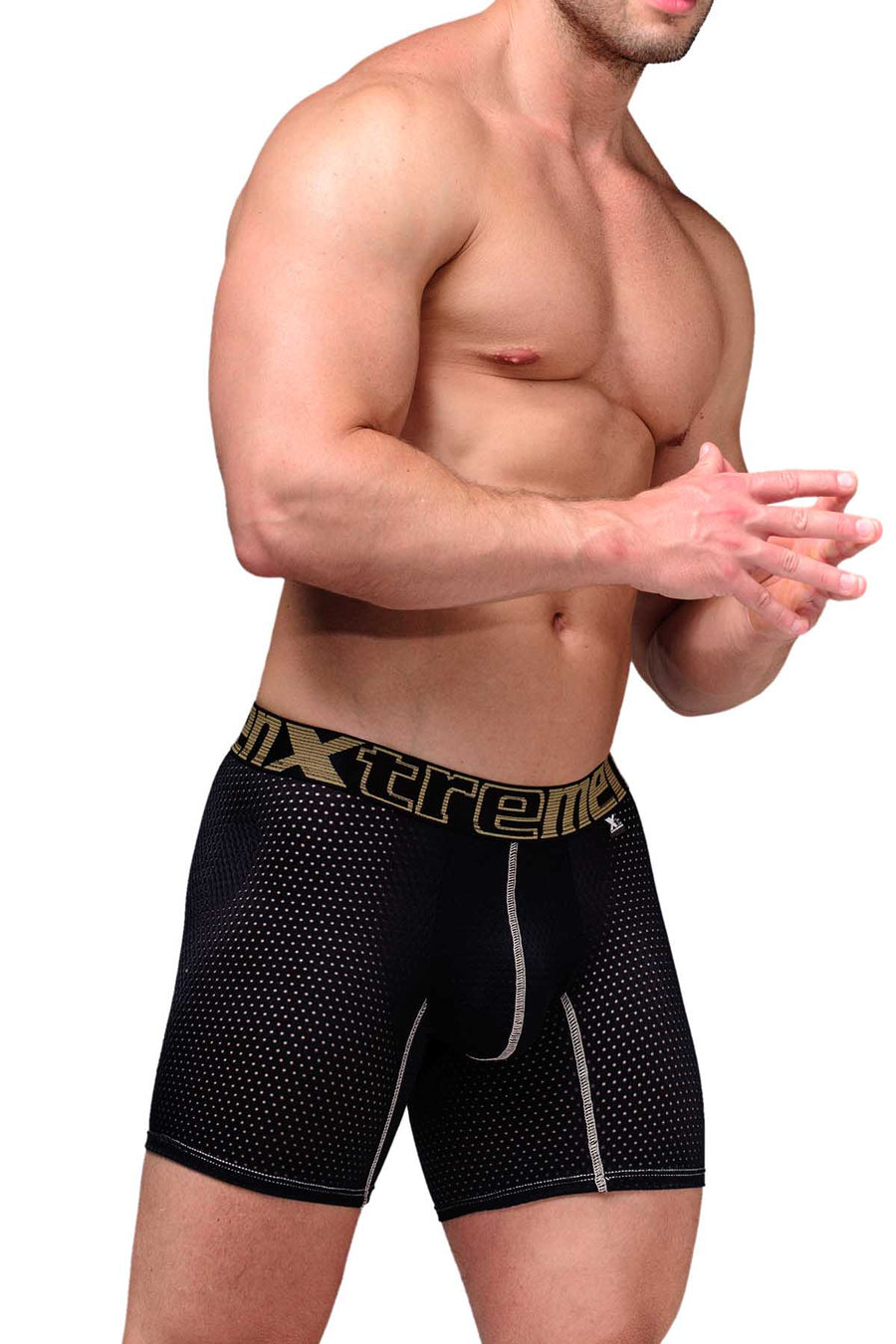 Xtremen Black Microfiber Mesh Boxer Brief