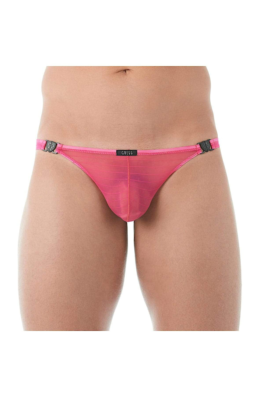 Gregg Homme Pink Mesh Suspender C-Ring Thong