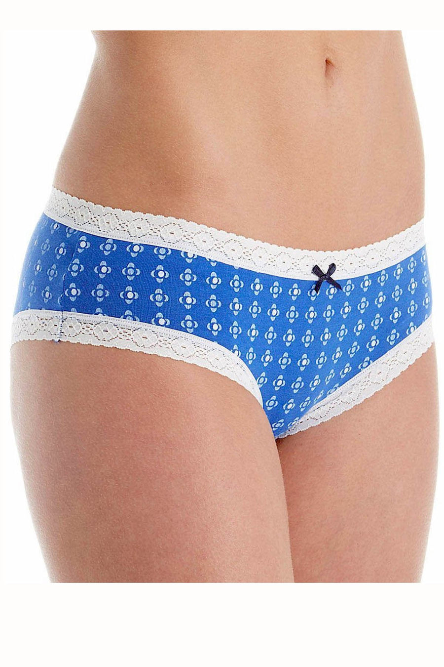 Tommy Hilfiger Blue Zig-Zag/Dots Cotton/Lace Cheeky Brief