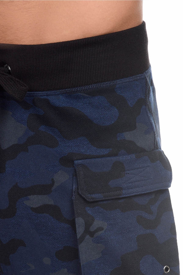 2(X)IST Blue-Camo French Terry Cropped Cargo Pant