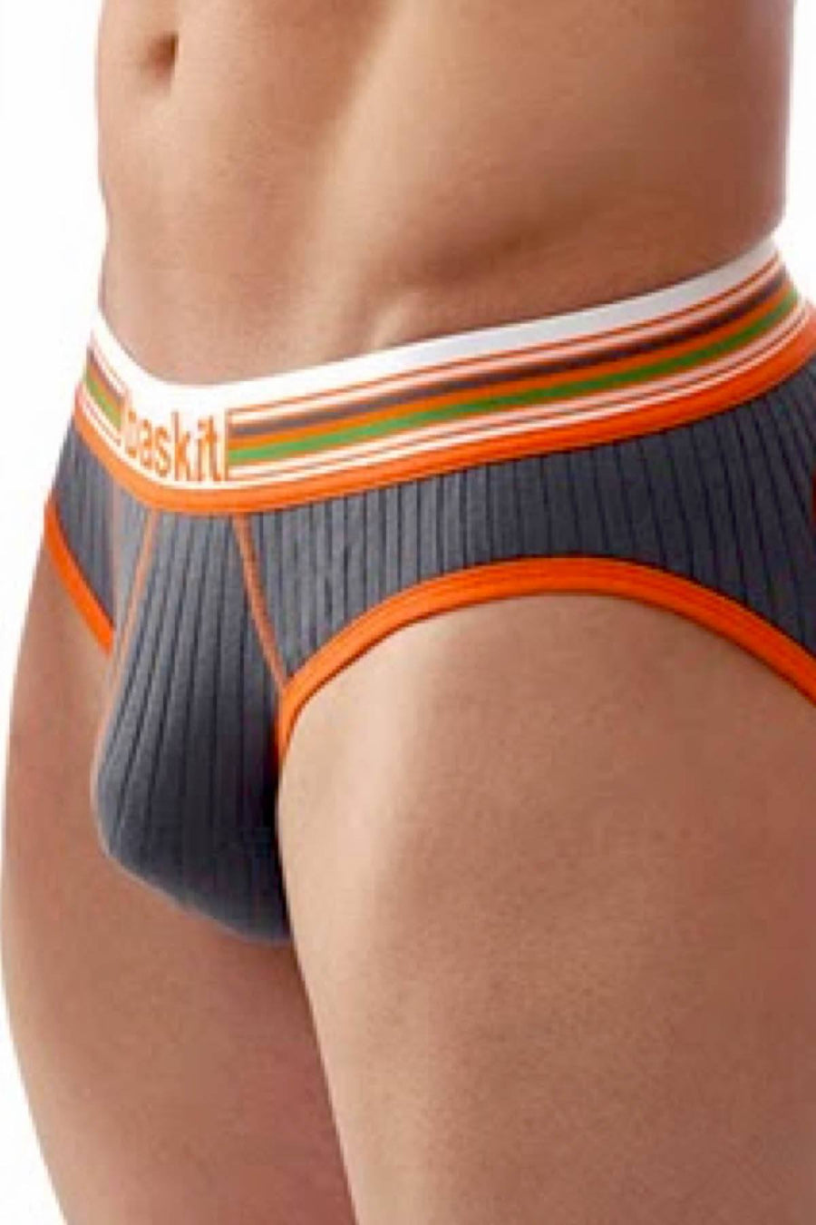 Baskit Charcoal-Grey Ribbed Brief