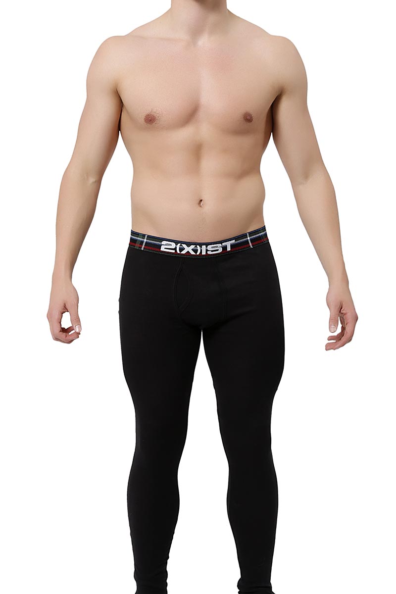 2(X)IST Black Tartan Plaid Long Underwear
