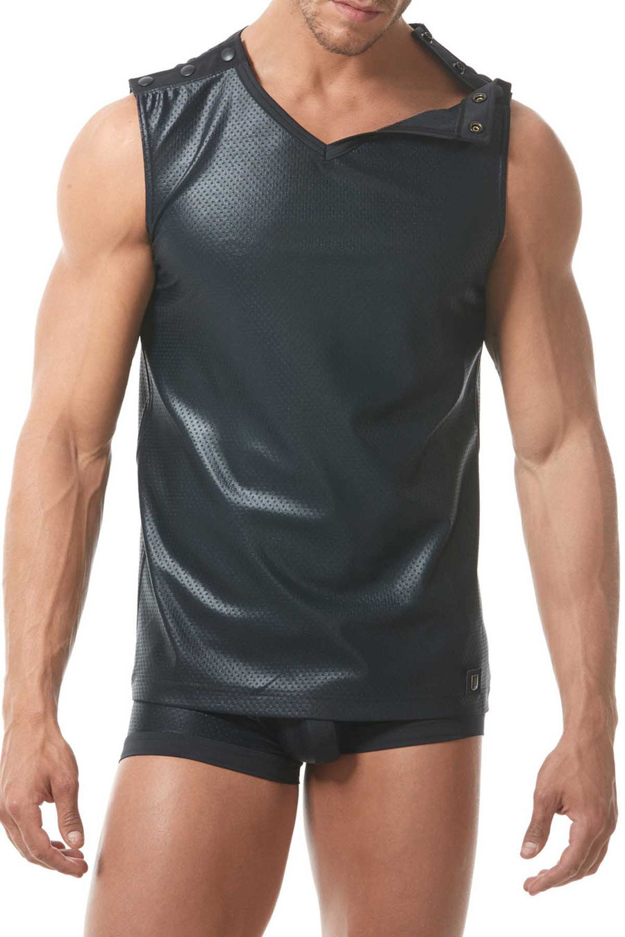 Gregg Homme Black Reveal Italian Jacquard Muscle Top