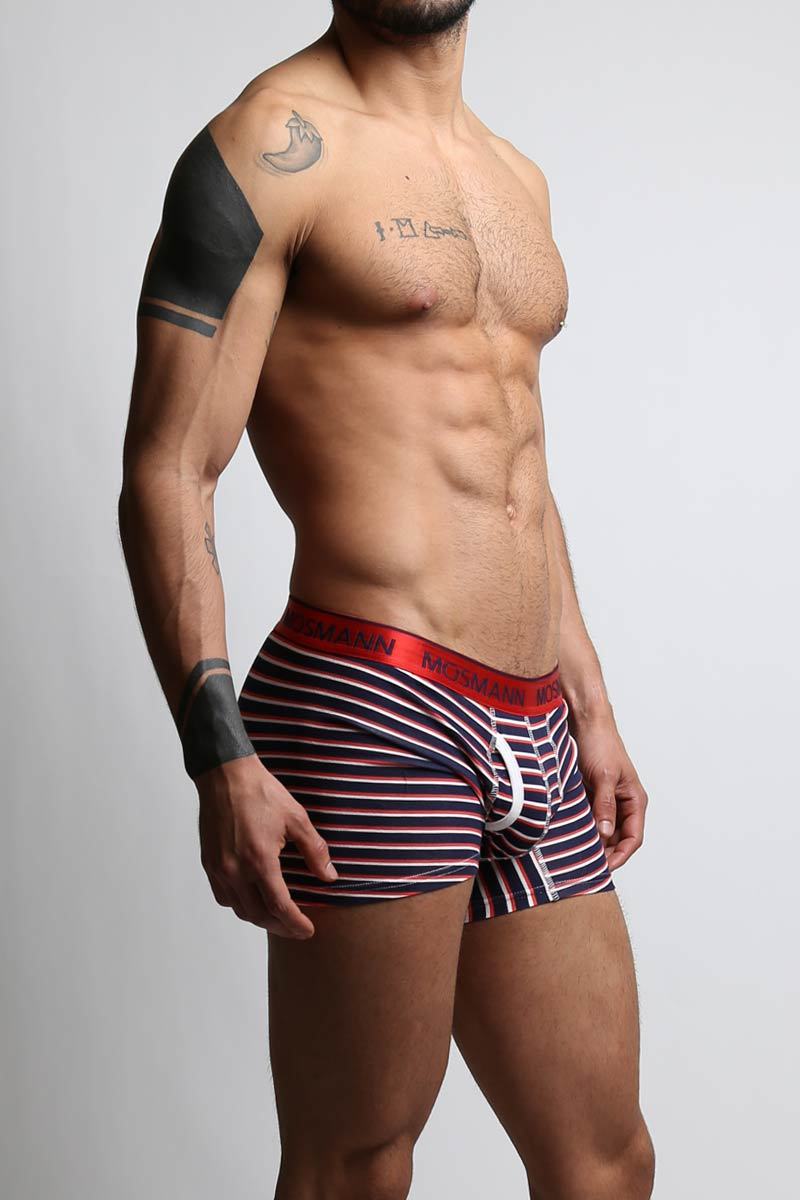 Mosmann Dark Red White & Navy Long Boxer