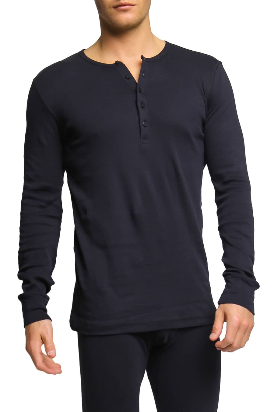 2(X)IST Black Essential Long Sleeve Henley