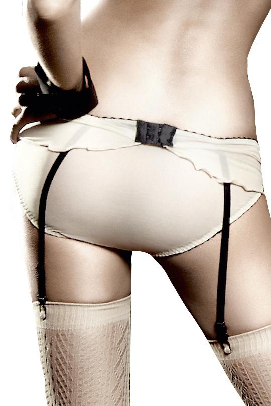 Baci Black & Beige Lace and Mesh Garterbelt