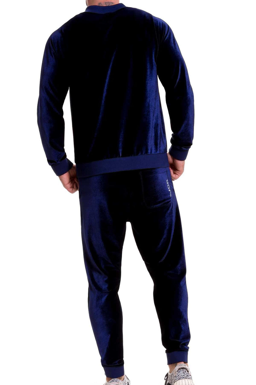 Jor Navy-Blue Velvet Zip-Jacket