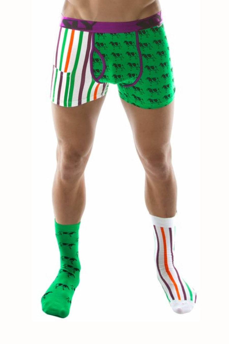 Sly Green & Multi Milk The Cow Boxer Brief & Socks Pack