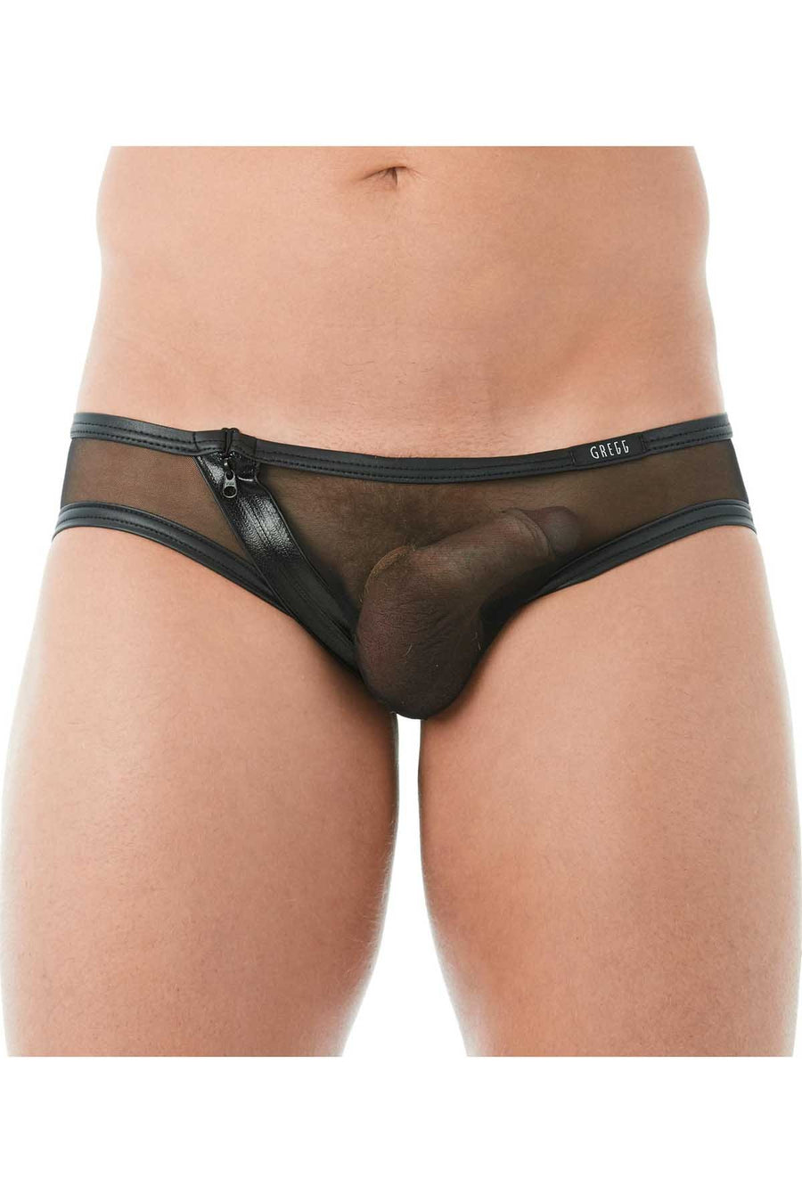 Gregg Homme Black Break-In Zipper Mesh Brief