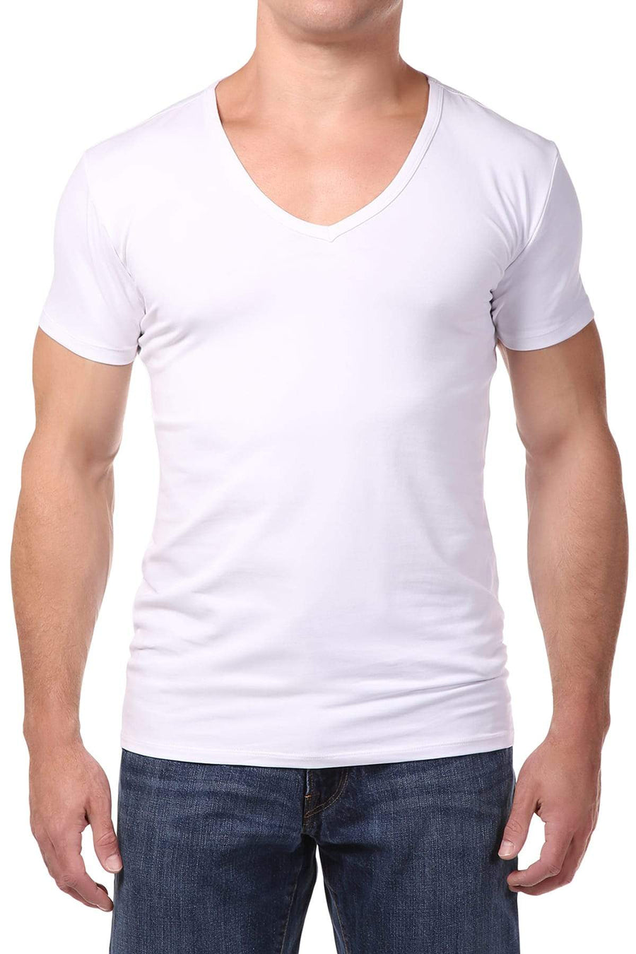 Papi White Body Defining V-Neck Shirt