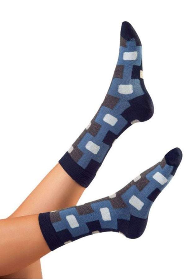 Lucci Navy Equinox Crew Sock