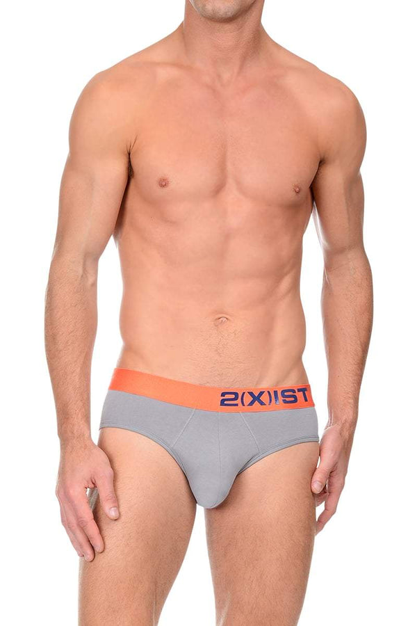 2(X)IST Grey & Orange Electric Cotton Stretch Brief