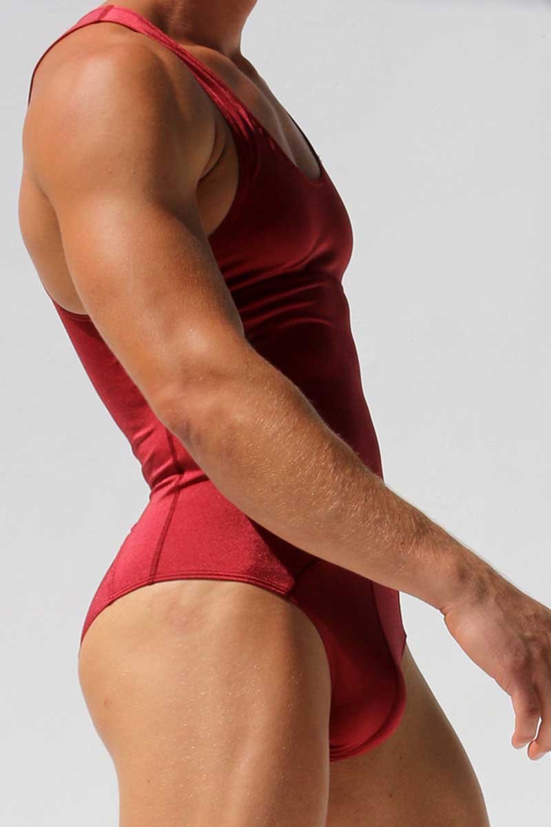 Rufskin Burgundy Shang Shiny Spandex Cut-Out Bodysuit