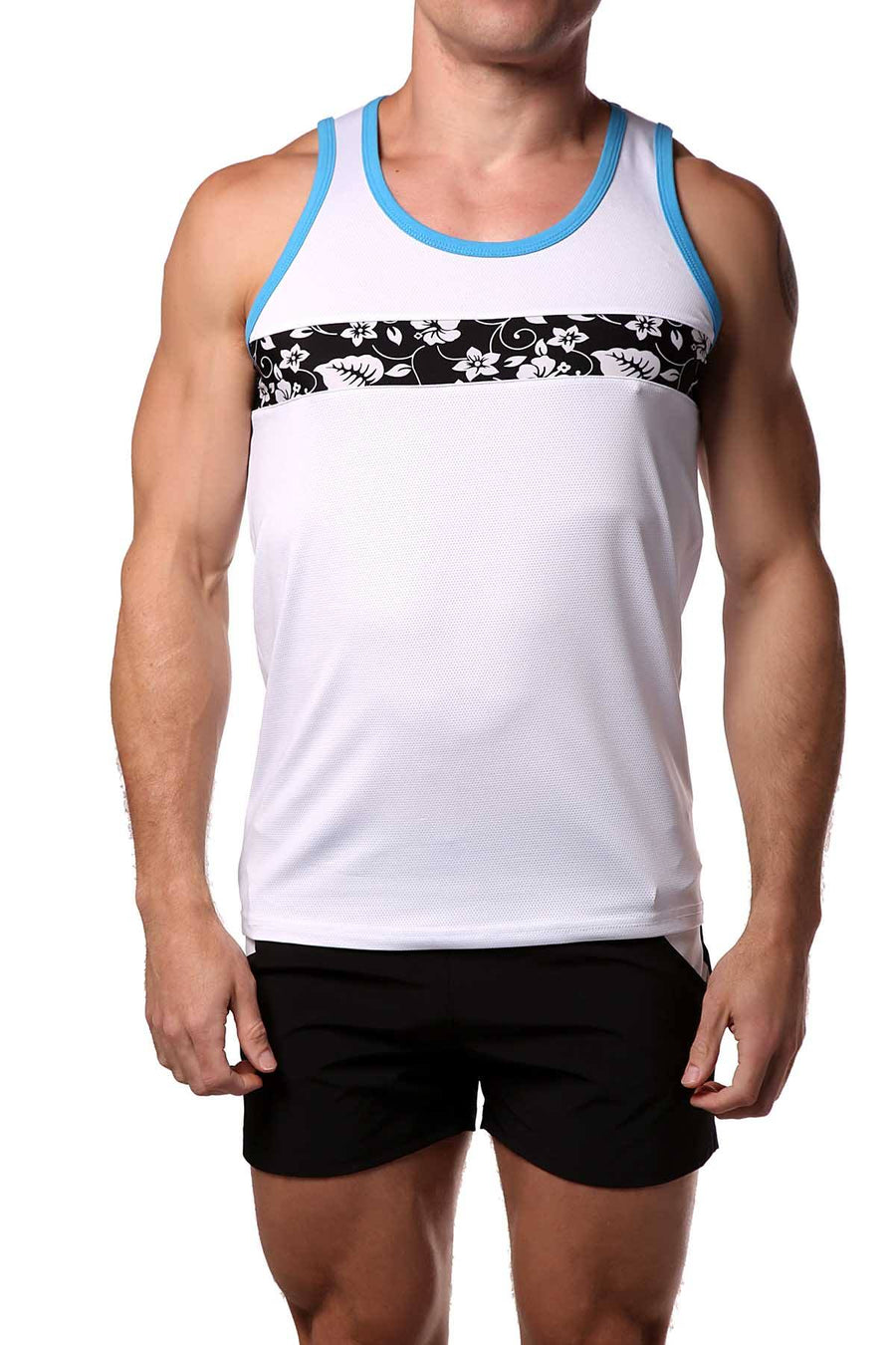 Freedom Reigns White/Hawaiian-Print Aloha Tank Top