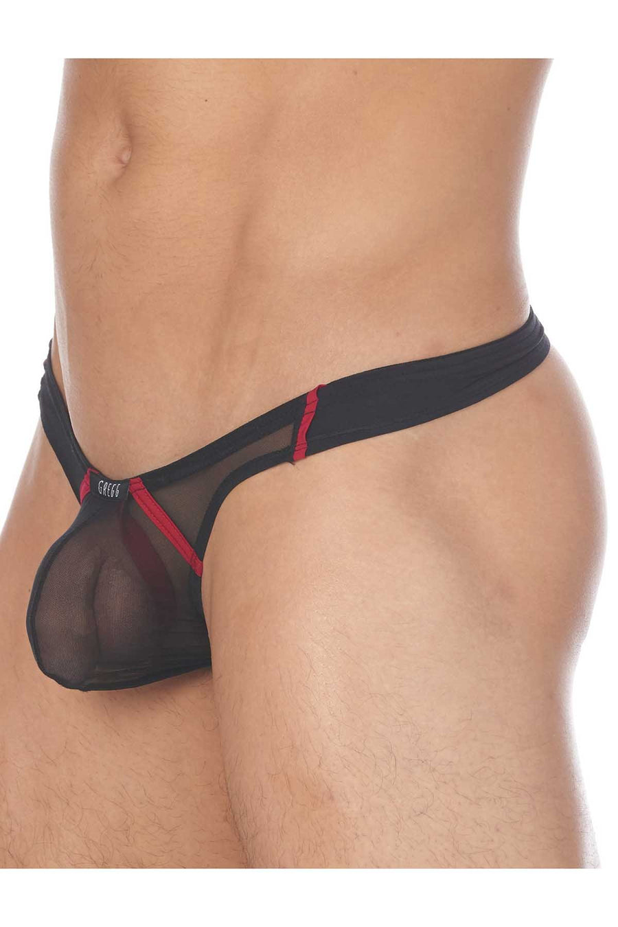 Gregg Homme Black Cheeky Mesh C-Ring Thong