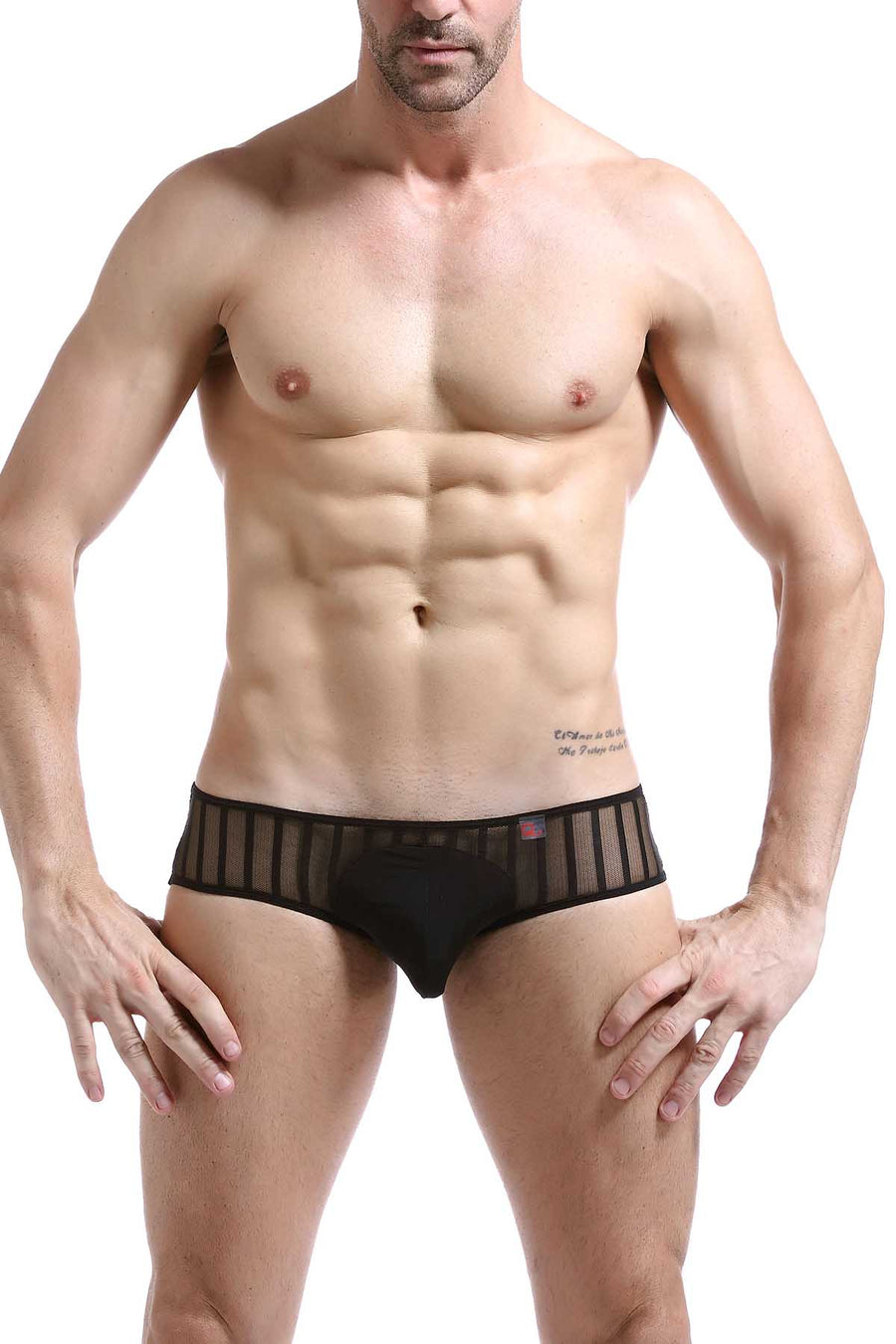 PetitQ Black Mesh Stripe Antony Bikini