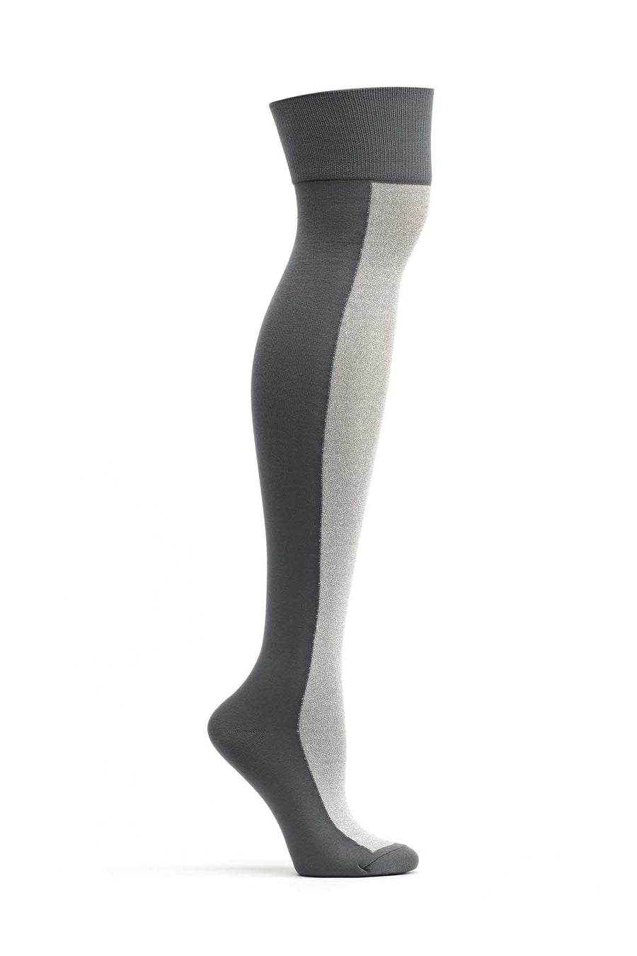 Ozone Charcoal Lurex Racer Over the Knee Sock