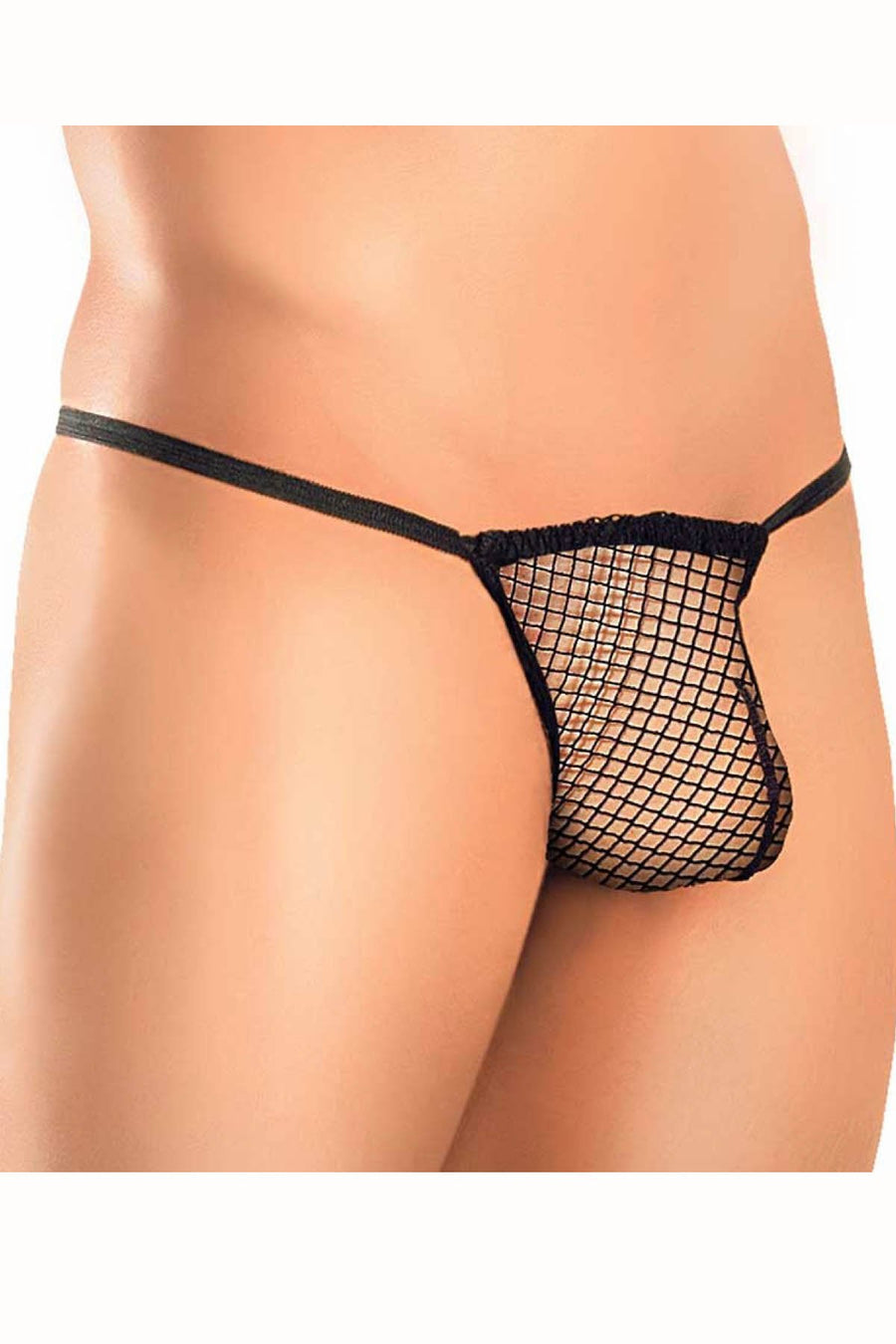 Male Power Black Fishnet Thong