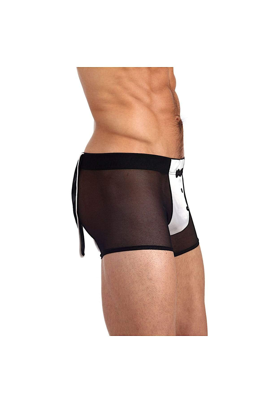 Gregg Homme Black Satin Knit Tuxedo Mesh Boxer