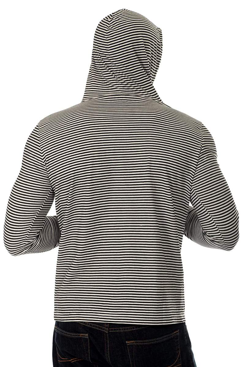 00 Nothing Black Stripe Blue Panther Hooded Shirt
