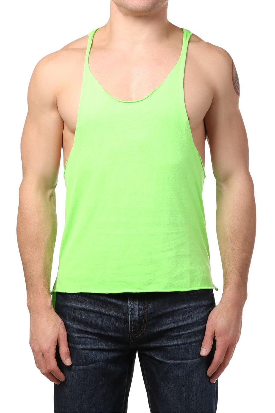 Y.M.L.A. Lime Green Raw Edge String Tank