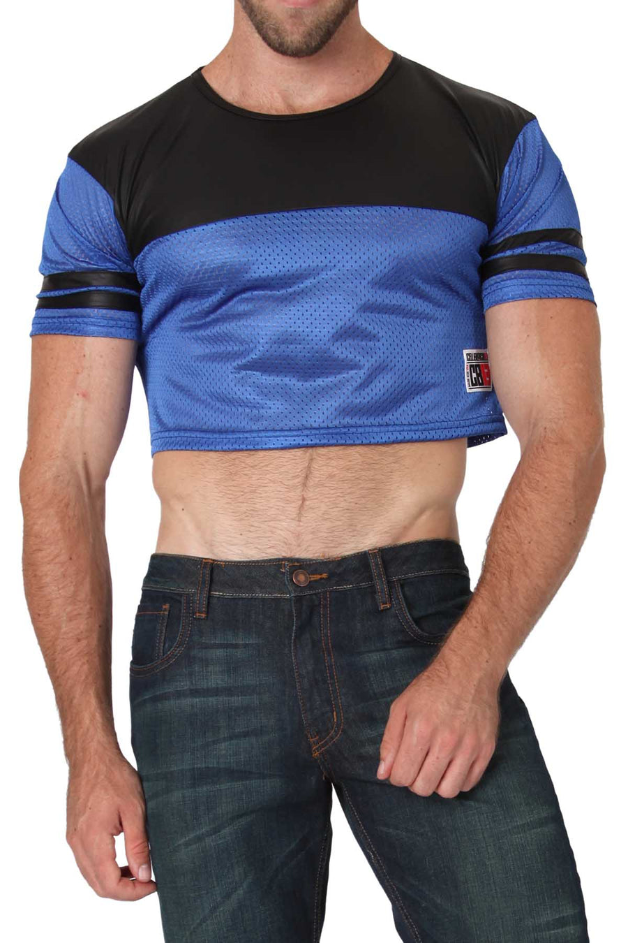 Timoteo Blue Tight End Crop Tank Top