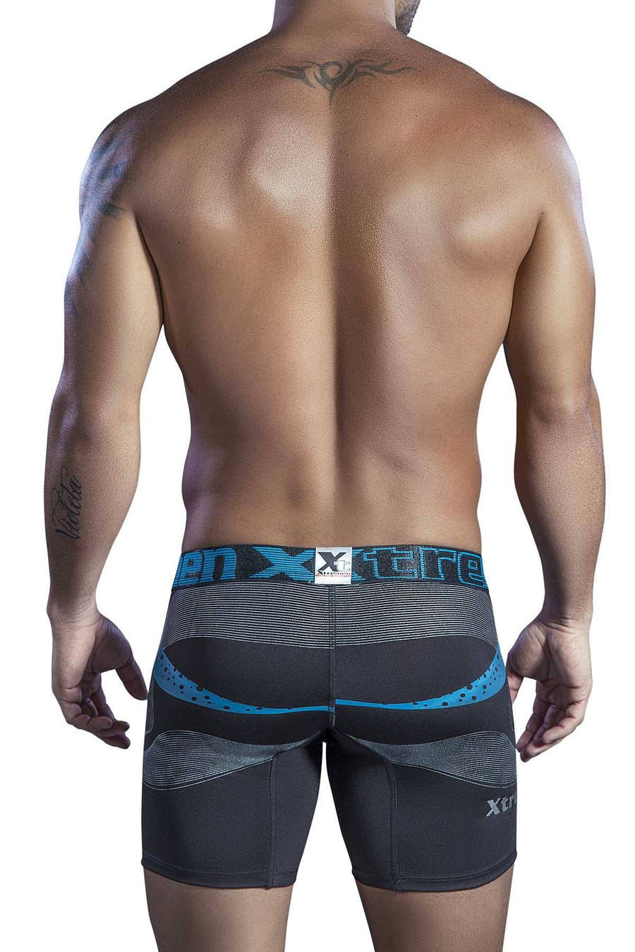 XTREMEN Black/Blue Swirl Microfiber Boxer Brief