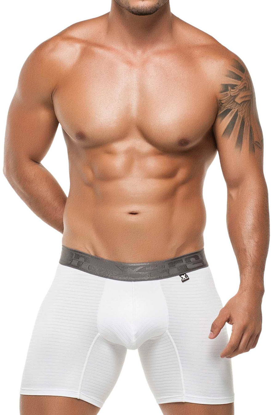 XTREMEN White Sheer Pin-Stripe Microfiber Boxer Brief