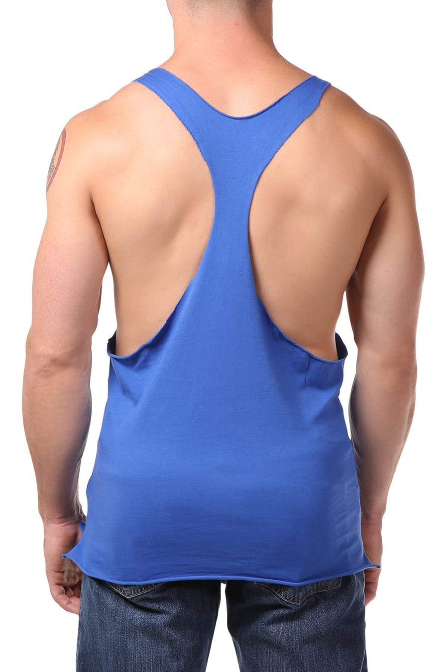 Y.M.L.A. Royal Blue Raw Edge String Tank