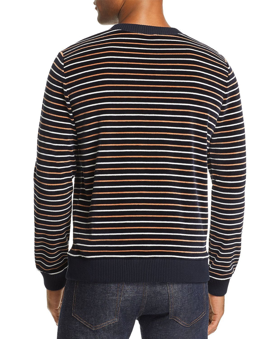 A.p.c. Striped Velour Sweatshirt Dark Navy